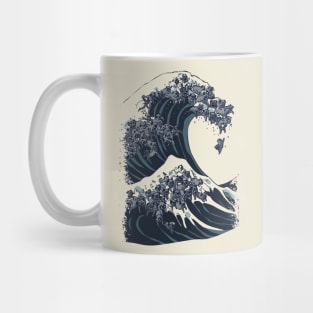 The Great Wave of Black Pug Mug